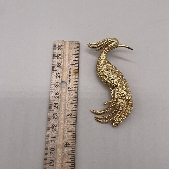 Bird of Paradise Gold Brooch Pin - Picture 1 of 4